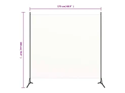 Mampara divisoria blanca de tela 175x180 cm