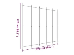 Mampara divisoria de 5 paneles Antracita 250x220 cm Tejido