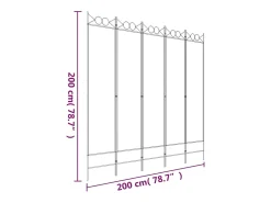 Mampara divisoria de 5 paneles Antracita 200x200 cm Tejido