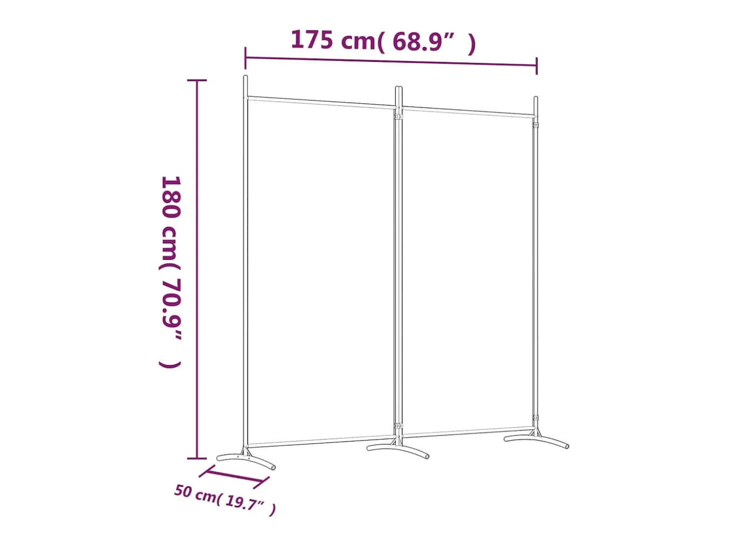 Mampara divisoria de 2 paneles Tela Blanca 175x180 cm