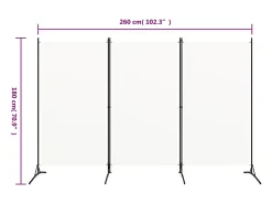 Mampara divisoria de 3 paneles Tela Blanca 260x180 cm