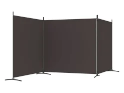 Mampara divisoria de 3 paneles Marrón 525x180 cm Tela