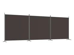 Mampara divisoria de 3 paneles Marrón 525x180 cm Tela