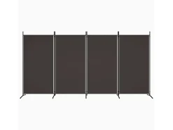 Mampara divisoria de 4 paneles Marrón 346x180 cm Tela