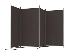 Mampara divisoria de 4 paneles Marrón 346x180 cm Tela