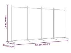 Mampara divisoria de 4 paneles Marrón 346x180 cm Tela