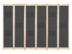Mampara divisoria de 6 paneles Gris 240 x 170 x 4 cm Tela