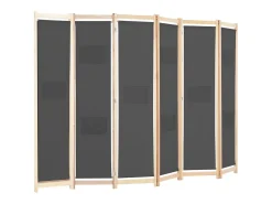 Mampara divisoria de 6 paneles Gris 240 x 170 x 4 cm Tela