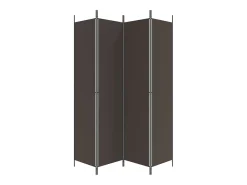 Mampara divisoria de 4 paneles Marrón 200x220 cm Tela