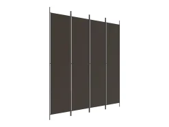 Mampara divisoria de 4 paneles Marrón 200x220 cm Tela
