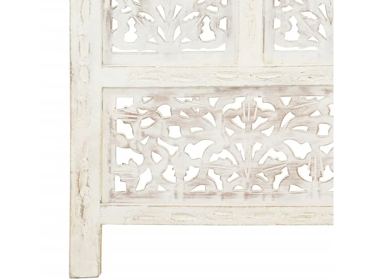 Mampara divisoria de 4 paneles Blanco 160x165 cm Madera de mango
