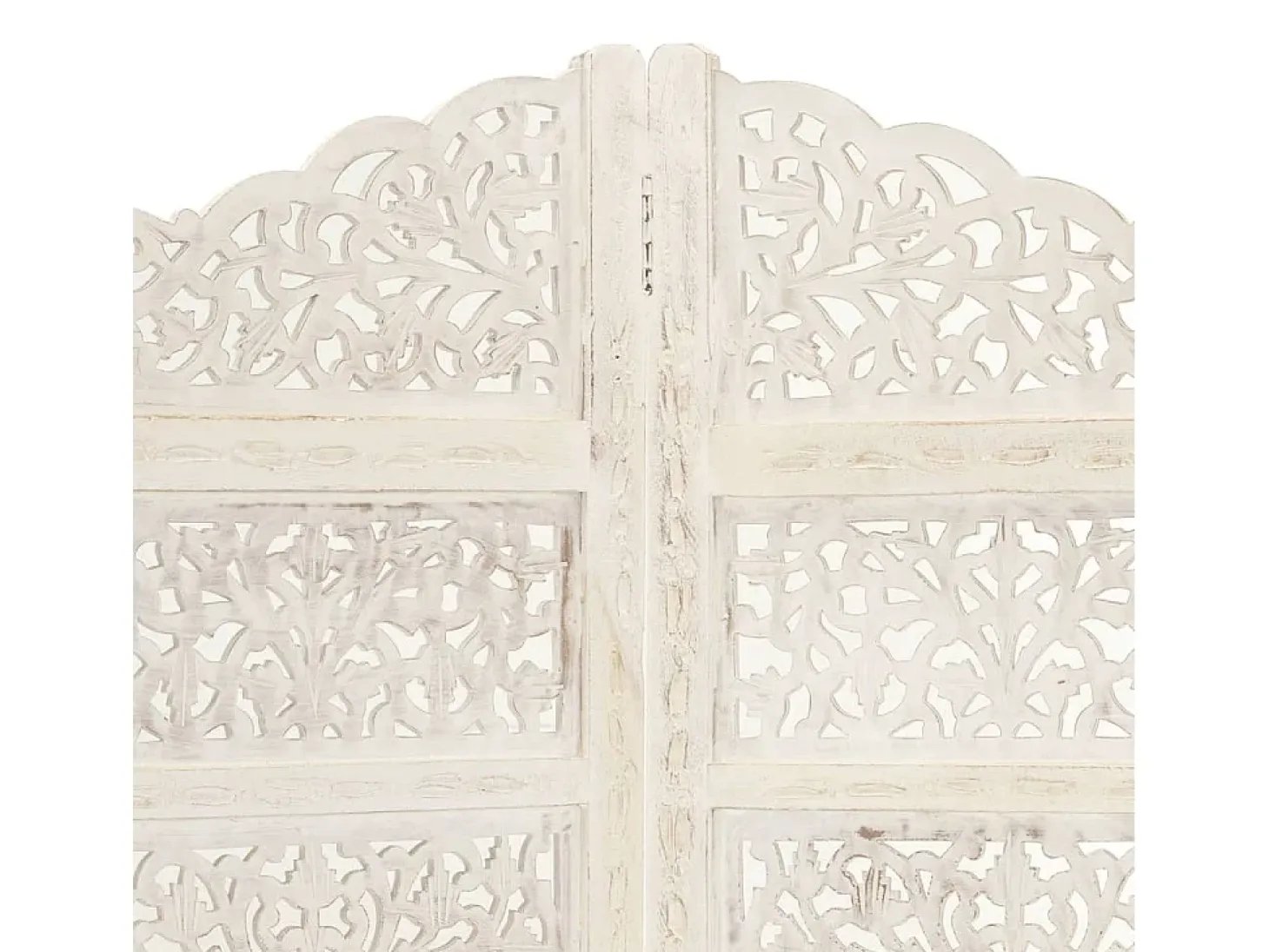 Mampara divisoria de 4 paneles Blanco 160x165 cm Madera de mango