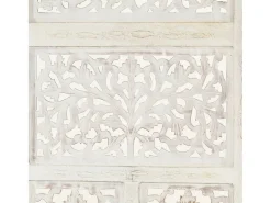 Mampara divisoria de 4 paneles Blanco 160x165 cm Madera de mango