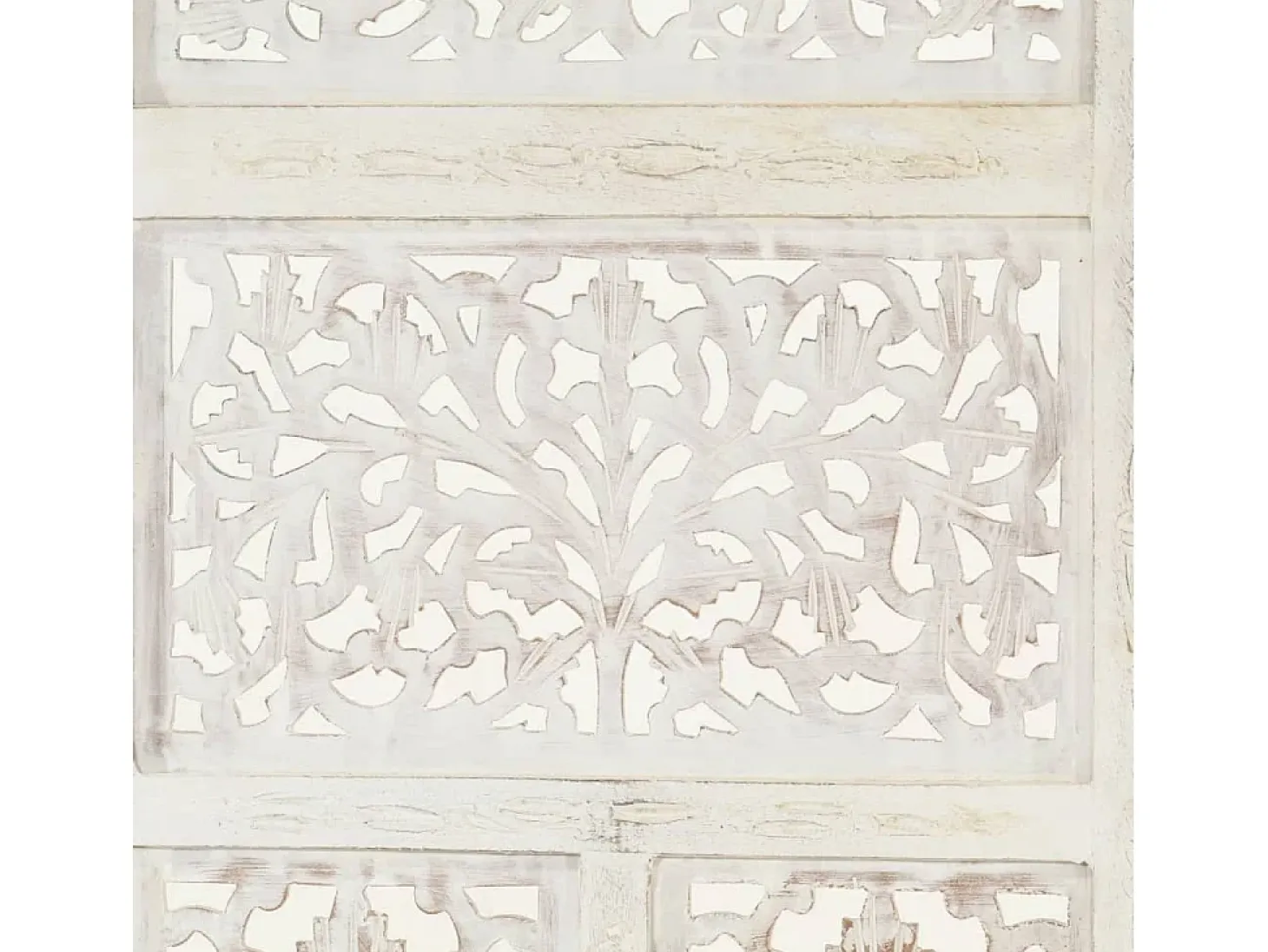 Mampara divisoria de 4 paneles Blanco 160x165 cm Madera de mango