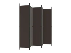 Mampara divisoria de 5 paneles Marrón 250x220 cm Tela