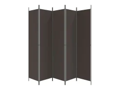 Mampara divisoria de 5 paneles Marrón 250x220 cm Tela