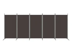 Mampara divisoria de 5 paneles Marrón 433x180 cm Tela