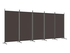 Mampara divisoria de 5 paneles Marrón 433x180 cm Tela