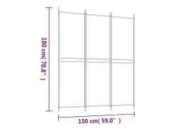 Mampara divisoria de 3 paneles Tela Blanca 150x180 cm
