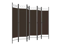 Mampara divisoria de 6 paneles Marrón 240x180 cm