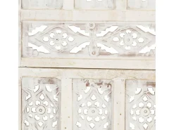 Mampara divisoria de 3 paneles Blanco 120x165 cm Madera de mango