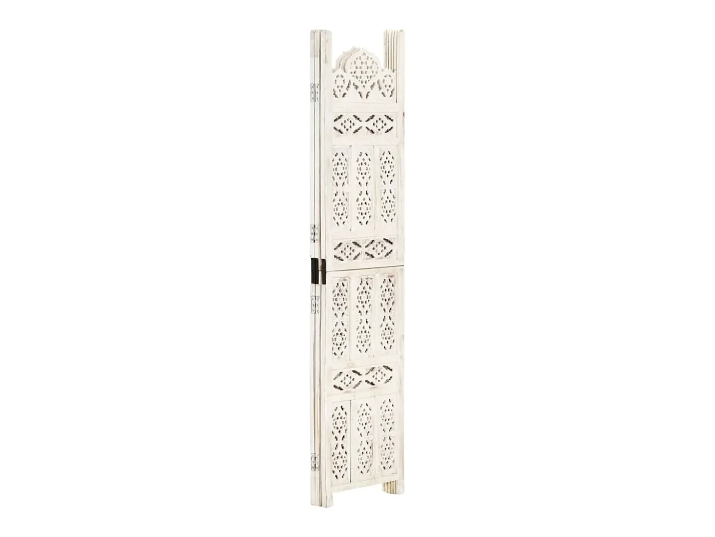 Mampara divisoria de 3 paneles Blanco 120x165 cm Madera de mango