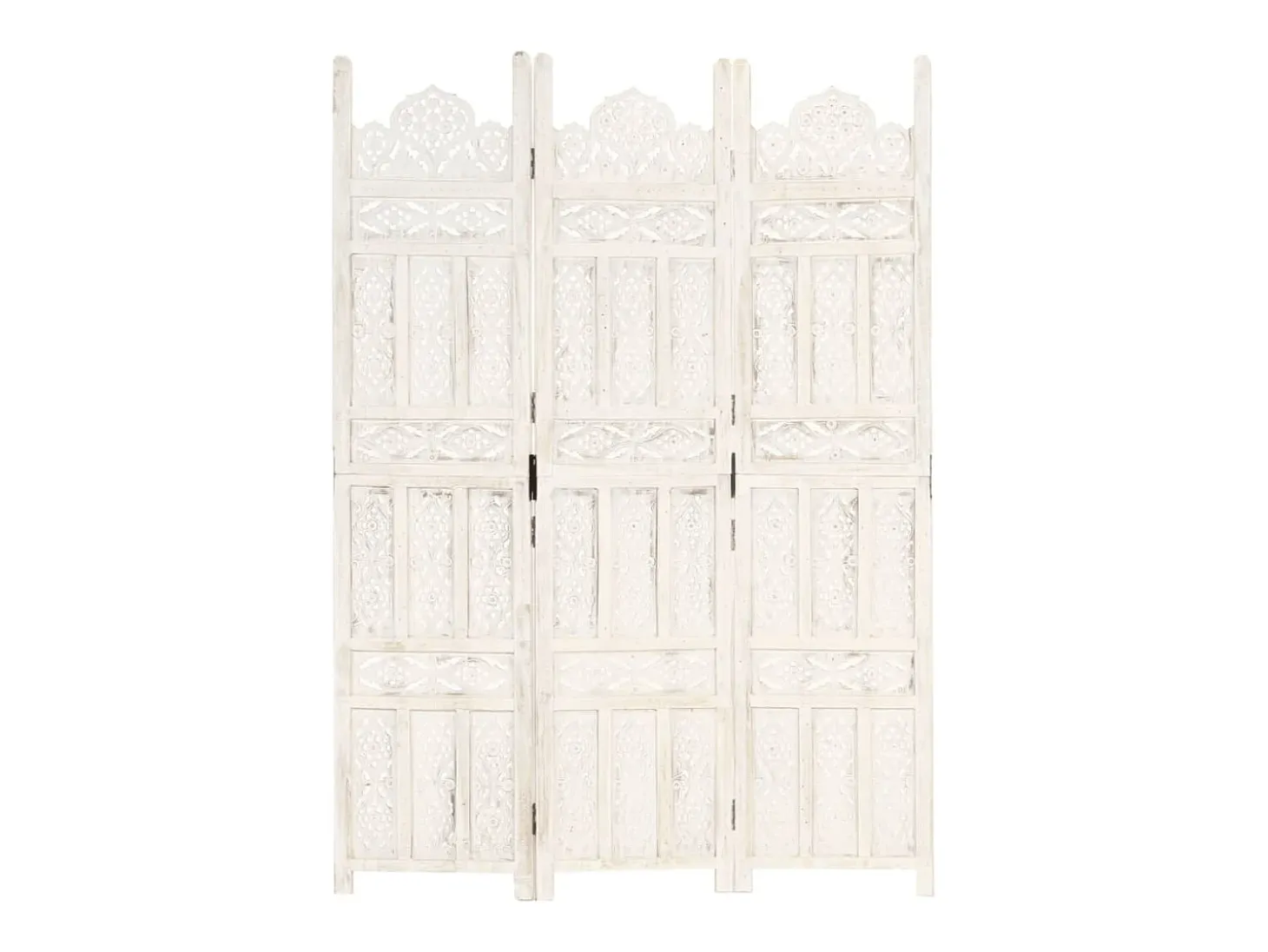Mampara divisoria de 3 paneles Blanco 120x165 cm Madera de mango