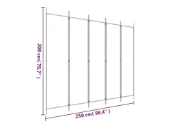 Mampara divisoria de 5 paneles Antracita 250x200 cm Tejido