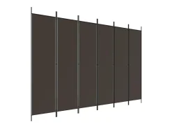 Mampara divisoria de 6 paneles Marrón 300x200 cm Tela