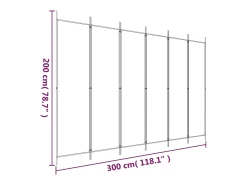 Mampara divisoria de 6 paneles Marrón 300x200 cm Tela
