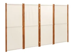 Mampara divisoria de 4 paneles Blanco crema 280x180 cm
