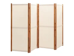Mampara divisoria de 4 paneles Blanco crema 280x180 cm