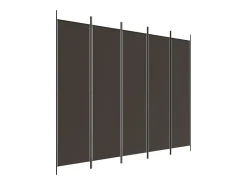 Mampara divisoria de 5 paneles Marrón 250x200 cm Tela