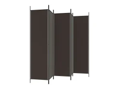 Mampara divisoria de 5 paneles Marrón 250x200 cm Tela