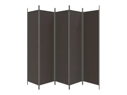 Mampara divisoria de 5 paneles Marrón 250x200 cm Tela