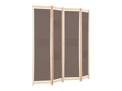 Mampara divisoria de 4 paneles Marrón 160x170x4 cm Tela