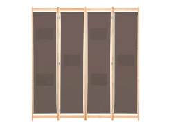 Mampara divisoria de 4 paneles Marrón 160x170x4 cm Tela