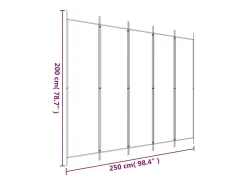 Mampara divisoria de 5 paneles Tela Blanca 250x200 cm