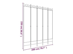 Mampara divisoria de 5 paneles Tela Blanca 200x220 cm