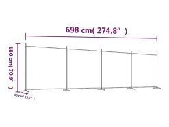 Mampara divisoria de 4 paneles Blanco 698x180 cm Tela