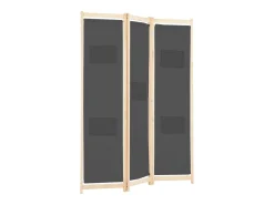 Mampara divisoria de 3 paneles Gris 120x170x4 cm Tela