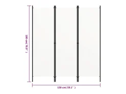 Mampara divisoria de 3 paneles Blanca 150x180 cm