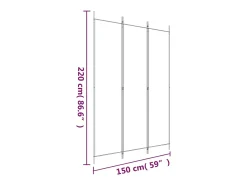 Mampara divisoria de 3 paneles Marrón 150x220 cm Tela