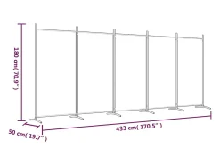 Mampara divisoria de 5 paneles Antracita 433x180 cm Tela