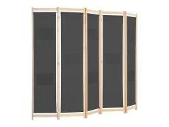 Mampara divisoria de 5 paneles Gris 200 x 170 x 4 cm Tela