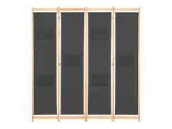 Mampara divisoria de 4 paneles Gris 160x170x4 cm Tela
