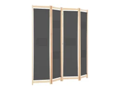 Mampara divisoria de 4 paneles Gris 160x170x4 cm Tela