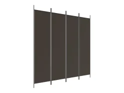 Mampara divisoria de 4 paneles Marrón 200x200 cm Tela