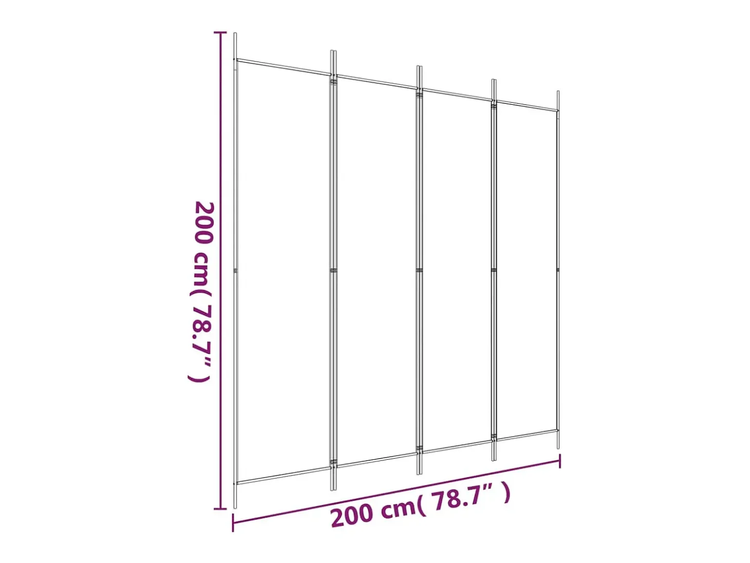 Mampara divisoria de 4 paneles Marrón 200x200 cm Tela