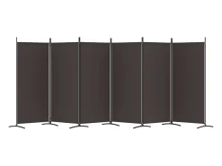 Mampara divisoria de 6 paneles Marrón 520x180 cm Tela
